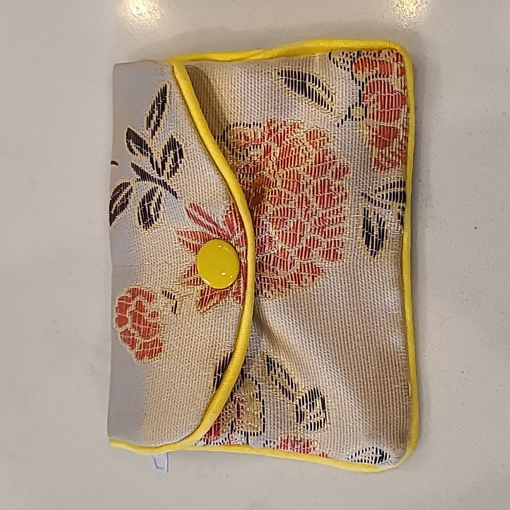 Silk Asian Floral Coin Jewelry Purse